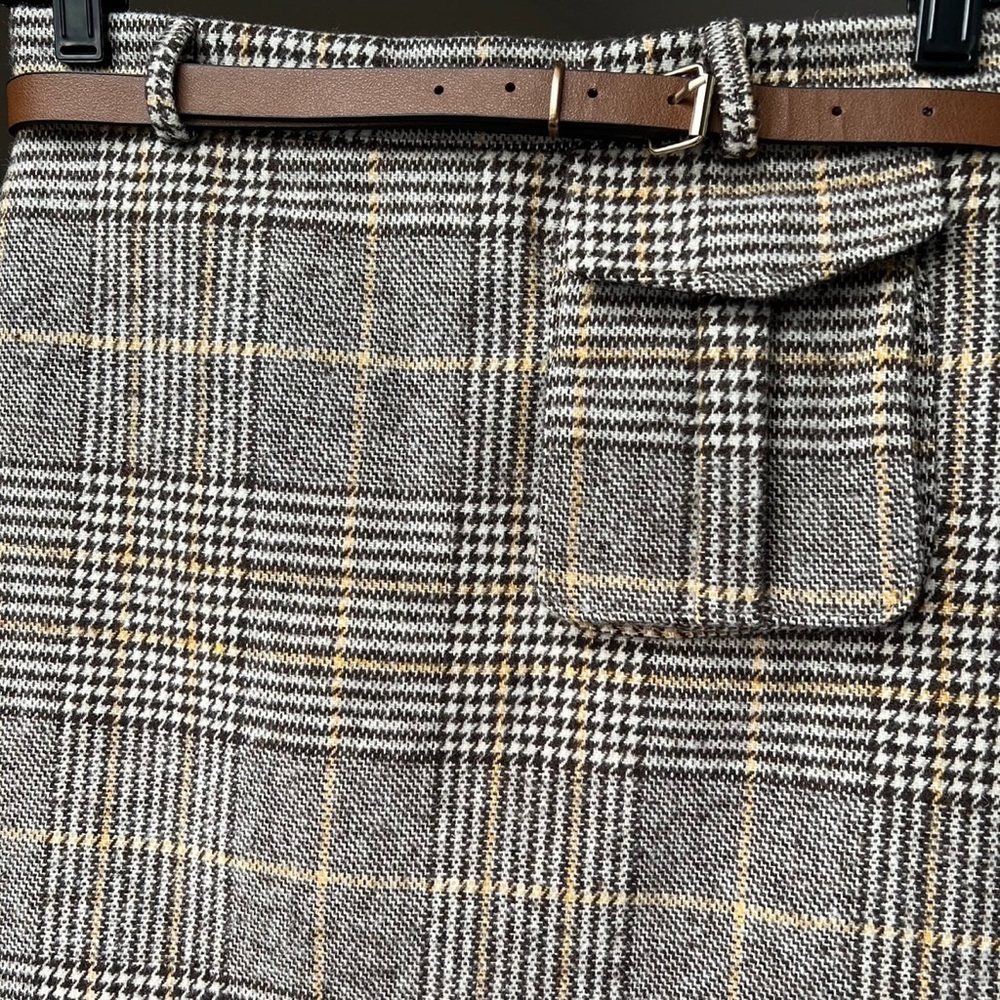 Dark Brown Houndstooth/Checked Patterned Mini Ski… - image 5